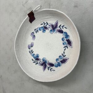 Coiled Basket with embroidered blueberries