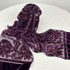 Purple burnt velvet scarf