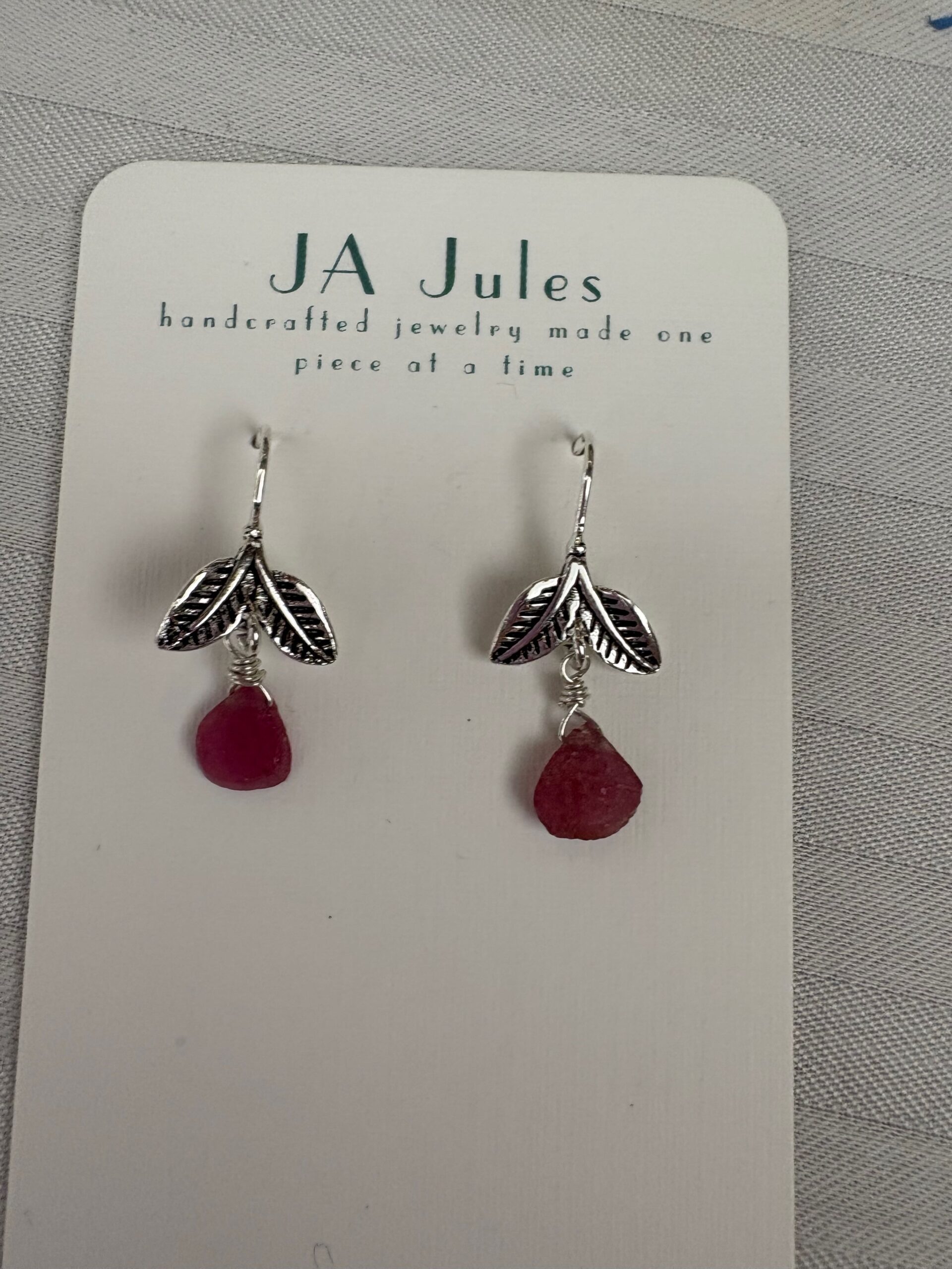 JA Jules Ruby and Silver earrings